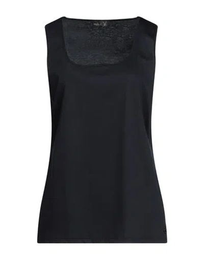 Van Laack Woman Top Midnight Blue Size 16 Cotton In Black
