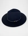 Van Palma Angele Merino Wool Fedora With Embellished Chain In Charcoal