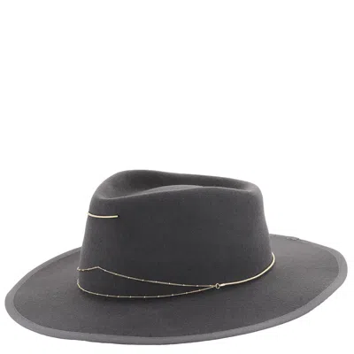Van Palma Anna Draped Chain Merino Wool Fedora In Black