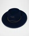Van Palma Anna Draped Chain Merino Wool Fedora In Midnight Blue