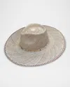Van Palma Austin Straw Fedora W/ Paper Clip Chain In Natural Chocolat