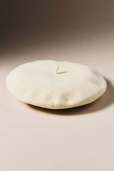 Van Palma Eliott 100% Wool Beret In Ivory