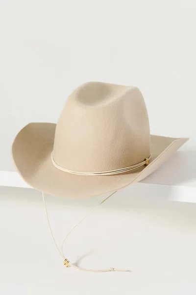 Van Palma Ezra 100% Wool Rancher Hat In Beige