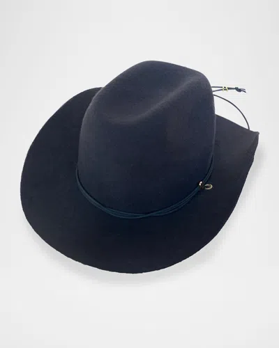 Van Palma Ezra Felt Cowboy Hat With Brass Accents In Charcoal