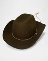 Van Palma Ezra Felt Cowboy Hat With Brass Accents In Golden Green