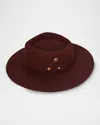 Van Palma Georgina Embellished Wool Felt Fedora Hat In Burgundy