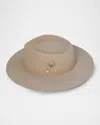 Van Palma Georgina Embellished Wool Felt Fedora Hat In Ivory