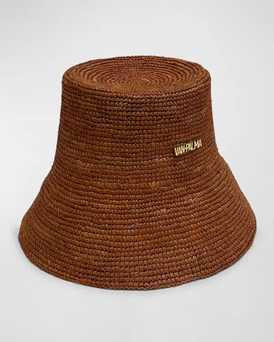 Van Palma Gina Straw Bucket Hat In Terra