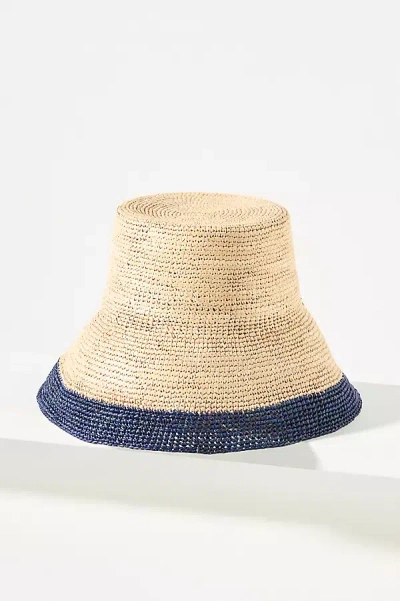 Van Palma Gina Xl Straw Bucket Hat In Blue