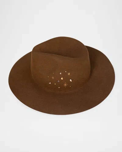 Van Palma Lena Merino Wool Hat W/ 14-karat Gold Plated Charms In Whisky