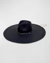 Van Palma Livy Xl Straw Fedora With Link Chain In Black