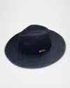 Van Palma Milo Gold Plated Logo-print Straw Hat In Black