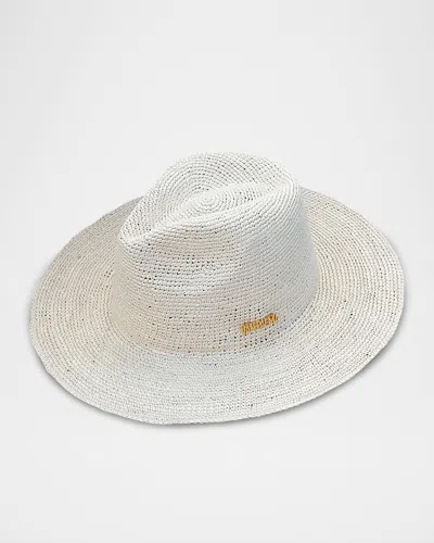 Van Palma Milo Gold Plated Logo-print Straw Hat In Natural