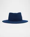 Van Palma Moana Wool Fedora W/ 14-karat Pin In Midnight Blue