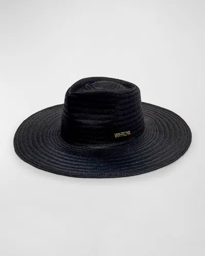 Van Palma Nino Straw Large Brim Hat In Black