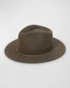 Van Palma Noe Lamb Felt Fedora With Chain In Kaki