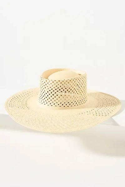Van Palma Opale Junior Wide-brim Straw Boater In Beige