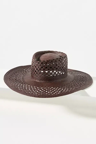 Van Palma Opale Junior Wide-brim Straw Boater In Brown