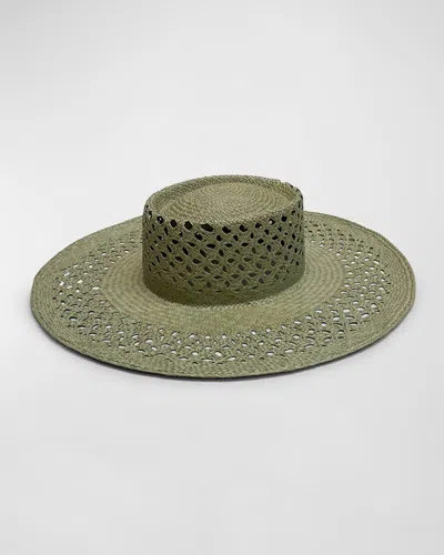 Van Palma Opale Junior Woven Large-brim Hat In Sage