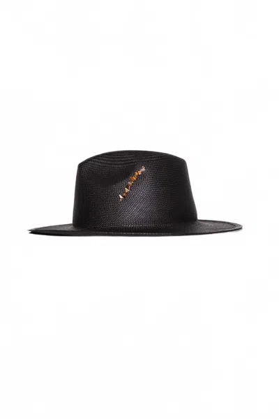 Van Palma Women's Straw Hat With Broach In Black