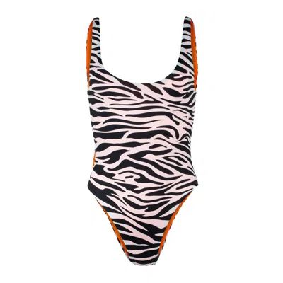 Van Women's White / Black / Yellow Pheme Swimsuit - Zebra Black In White/black/yellow
