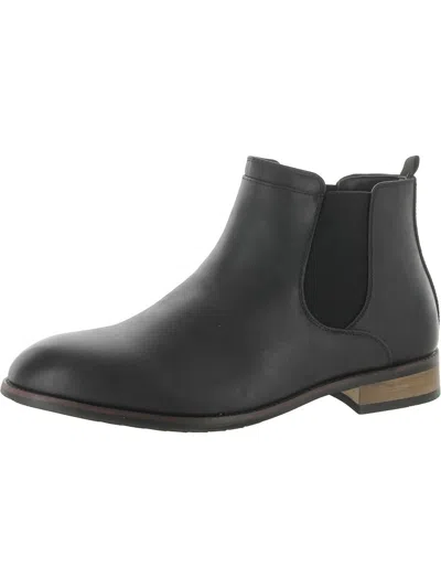 VANCE CO. LANDON MENS FAUX LEATHER PULL ON CHELSEA BOOTS