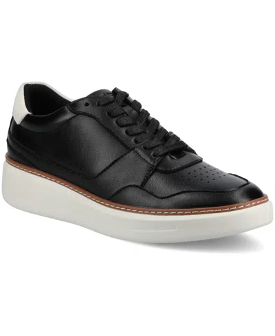 Vance Co. Men's Hustle Comfort Perforated Low Top Flexible Court Sneakers In Black
