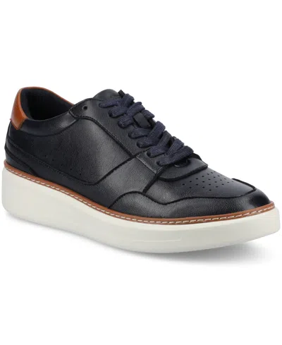 Vance Co. Men's Hustle Comfort Perforated Low Top Flexible Court Sneakers In Blue