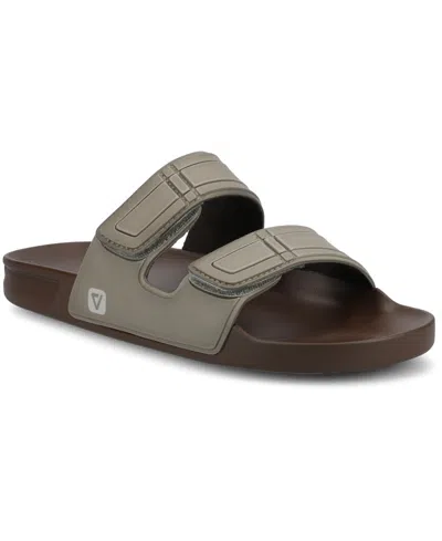 Vance Co. Men's Mario Comfort Adjustable Strap Slide On Sandals In Brown