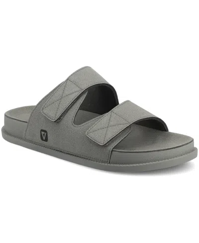 Vance Co. Men's Orlando Comfort Adjustable Strap Slide On Sandals In Gray