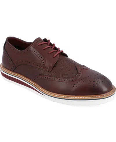Vance Co. Men's Warrick Wide Width Tru Comfort Foam Wingtip Lace-up Derby Dress Shoes In Bordeaux