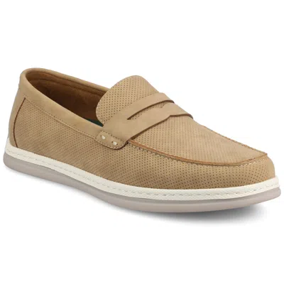 Vance Co. Vance Brantley Casual Slip-on Perforated Penny Loafer In Beige