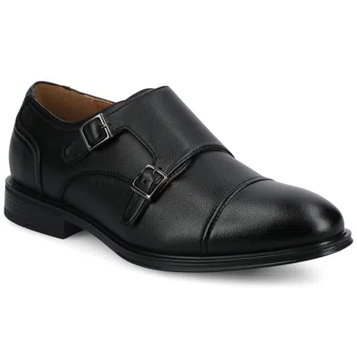 Vance Co. Vance Dillon Cap-toe Double Monk Strap Dress Shoe In Black