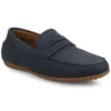 Vance Co. Vance Yates Medium And Wide Width Perforated Slip-on Driving Penny Loafer In Blue