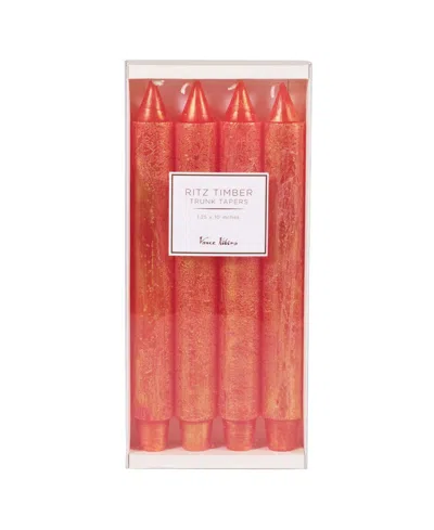 Vance Kitira 10" Ritz Timber Taper Candles, Set Of 4 In Red