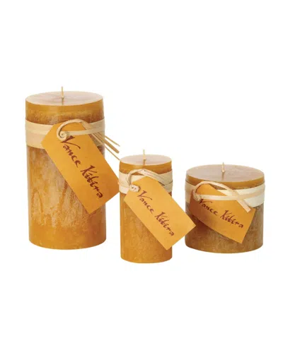 Vance Kitira Timber Pillar Candles, Set Of 3 In Brown Sugar