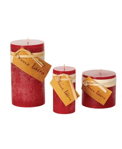 Vance Kitira Timber Pillar Candles, Set Of 3 In Cranberry