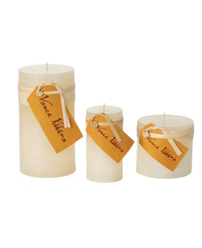 Vance Kitira Timber Pillar Candles, Set Of 3 In Melon White