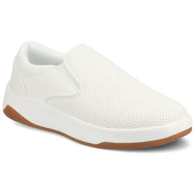 Vance Mens Townes Comfort Perforated Slip-on Sneaker In White