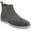 Vance Thorpe Boots Men's Gray Faux Leather Wingtip Ankle Chelsea Zpo3809 In Gray