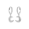 Vanchi Ltd Women's Crescent Moon Crystal Charm Hoop In Silver In Silver