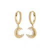 Vanchi Ltd Women's Crescent Moon Crystal Charm Hoops In Gold In Gold