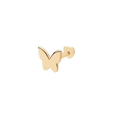 Vanchi Women's 14k Solid Yellow Gold Butterfly Flat Back Stud