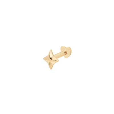 Vanchi Women's 14k Solid Yellow Gold Four Point Star Flat Back Stud