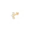 Vanchi Women's 14k Solid Yellow Gold Lab-grown Diamond Curved Trio Flat Back Stud In Gold