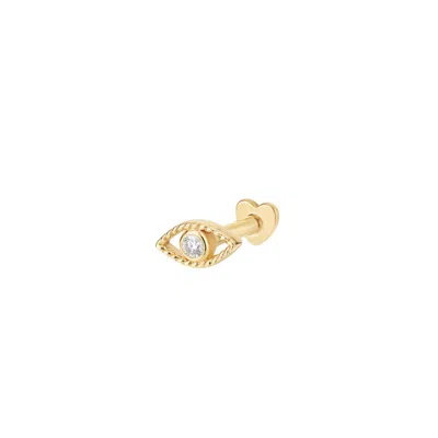 Vanchi Women's 14k Solid Yellow Gold Lab-grown Diamond Evil Eye Flat Back Stud