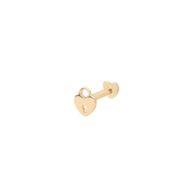 Vanchi Women's 14k Solid Yellow Gold Lock Flat Back Stud