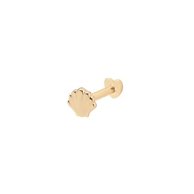 Vanchi Women's 14k Solid Yellow Gold Shell Flat Back Stud