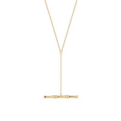 Vanchi Women's Bamboo Chain Y-bar Lariat Necklace In Gold
