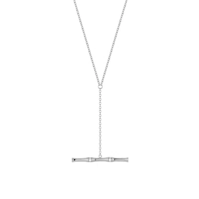 Vanchi Women's Bamboo Chain Y-bar Lariat Necklace In Silver